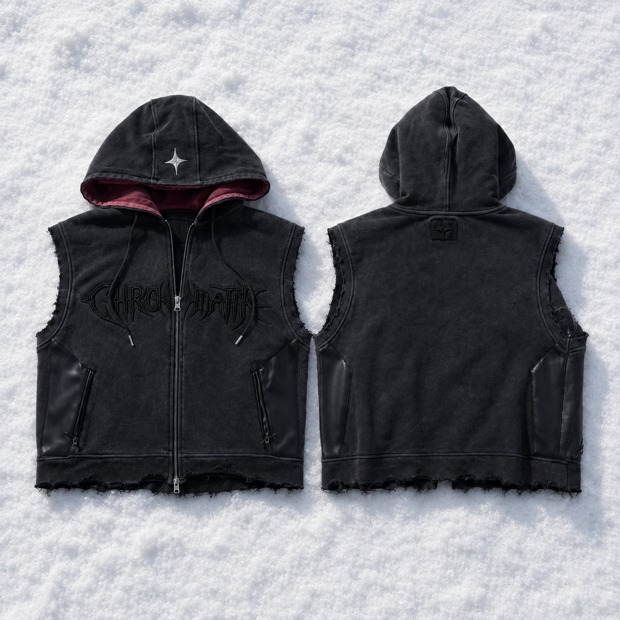 Stage Armour sleeveless hooded vest, front and back